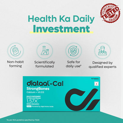 Diataal Cal Strong Bones 10s X 3 | 1 month Bone Strength & Energy pack for Women | Daily Supplement Vitamins Minerals Calcium Nutrition Supplement for all ages| 30 Tablets