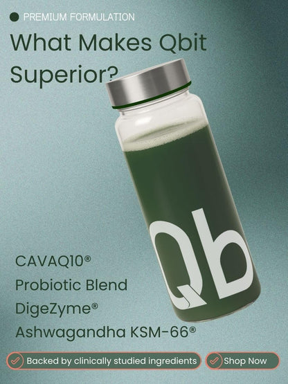 Qbit Probiotics Supplement for Men & Woman | 5 Servings | With Prebiotics, 60+ Multivitamins | Plant Based Nutrition Health Drink and Superfoods | Supports Gut Health, Energy, Immunity | Zero Sugar