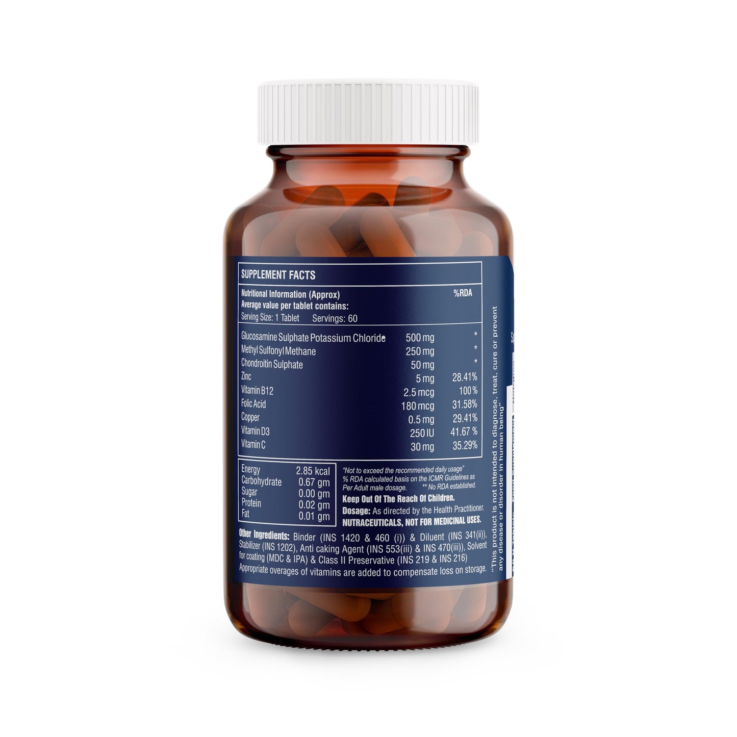 HealthBest Joint Support Supplement - 120 Glucosamine Tablets with Chondroitin, MSM, Vitamin C, D3, B12 for Joint Strength, Pain Relief & Flexibility