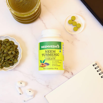 Neemveda Neem Turmeric with Black Pepper 180 Tablets, Made with Pure Tu- image 5