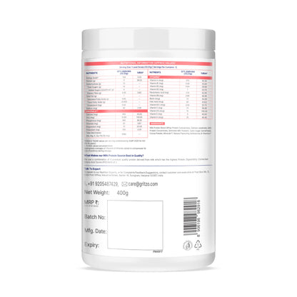 Gritzo SuperMilk Athlete (13+y Boy & Girl), 17g Protein Powder (Double Chocolate, 400g) | Zero Refined Sugar, 20 Vitamins & Minerals