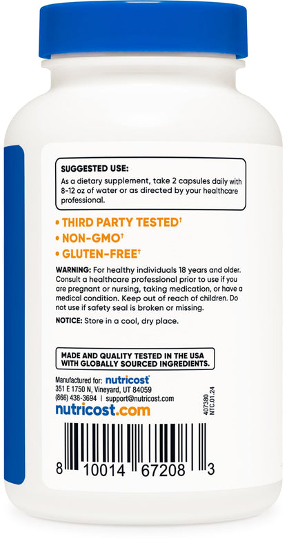Nutricost Magnesium Glycinate 420mg, 120 Capsules - 60 Servings, Non-GMO, Gluten Free, Vegetarian Friendly