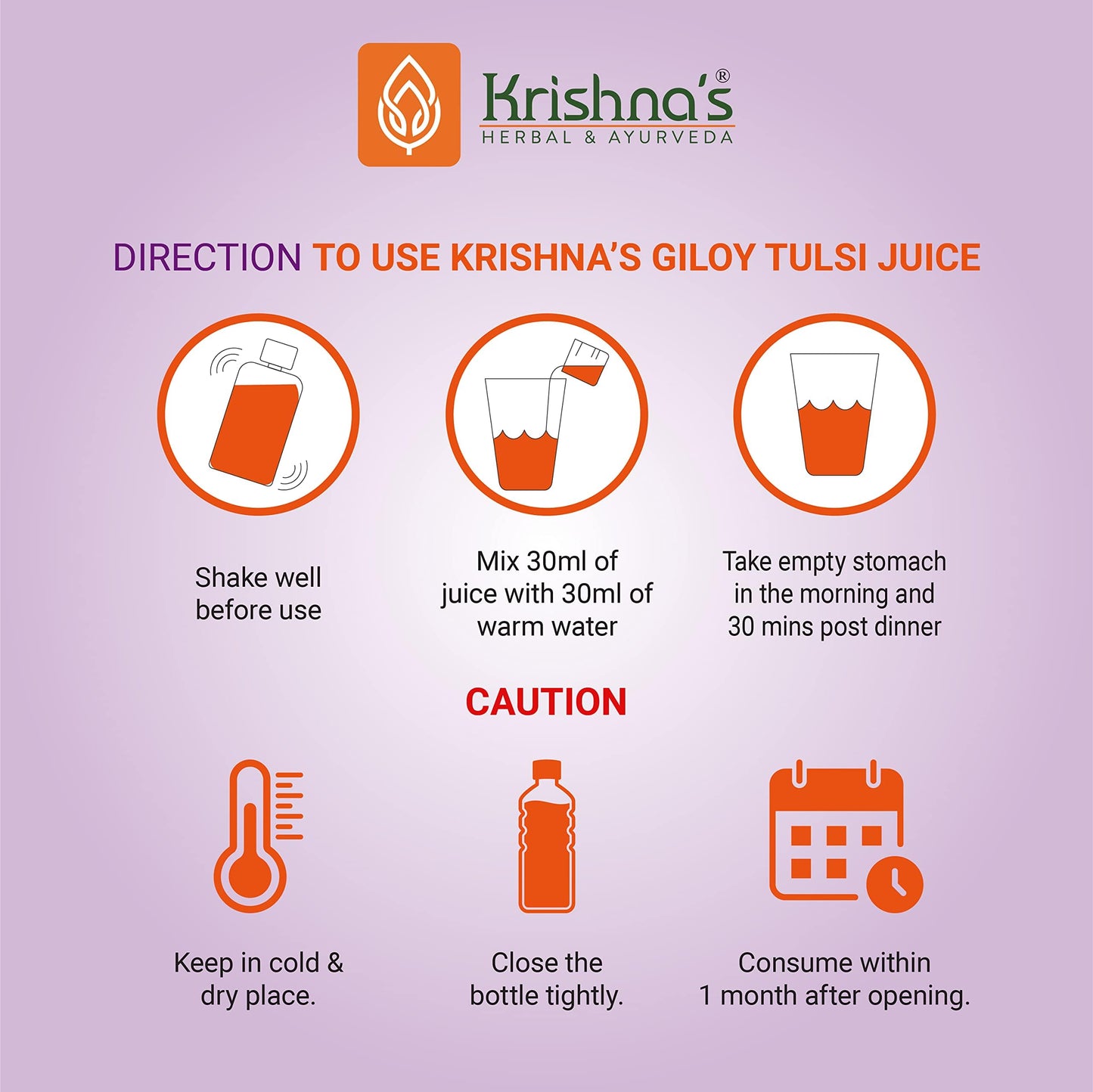 Krishna's Giloy Tulsi Juice, Enriched With Goodness of Giloy & Tulsi, No Artificial Colors or Flavours & Gluten Free - 1000 ml (Pack of 1)