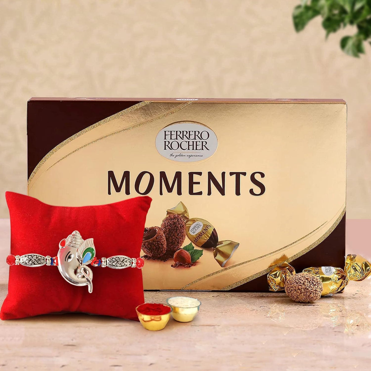 TIED RIBBONS Rakhi for Brother Chocolates combo with Gift - Premium Rakhi with Chocolates Box and Roli Chawal - Rakhi Gift for Brother