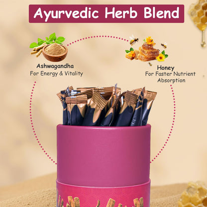 AYODH Pure Ashwagandha KSM66 Honey Sticks with Natural Honey Vanilla 30 SingleServe Packets for Relaxation Focus Immunity – Pack of 2 – Men & Women