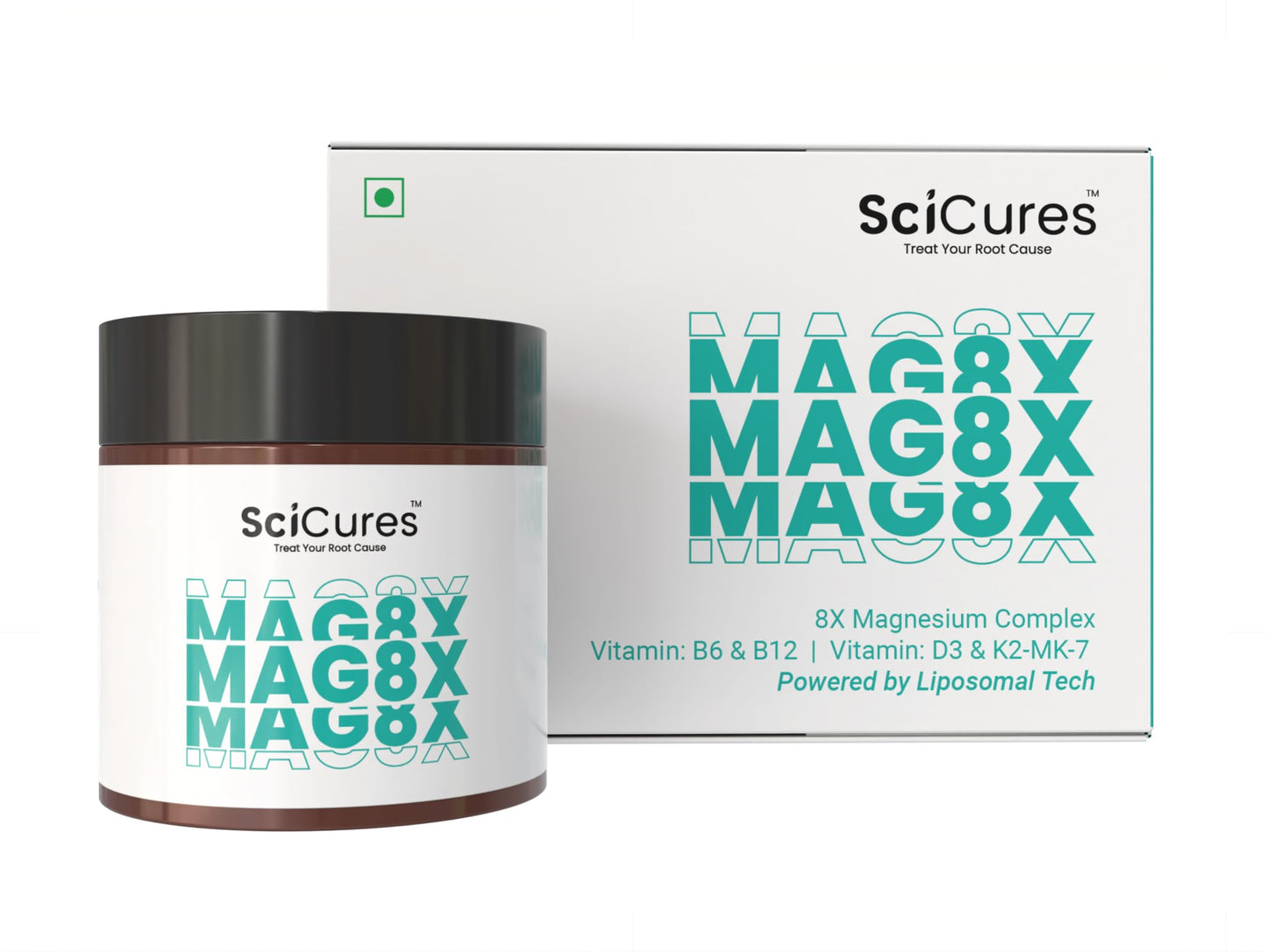 Mag8X Magnesium Glycinate 2000mg | 8 in 1 High Absorption | B6 B12 D3 & K2 | 440mg Elemental | Zero Oxide | Liposomal Bisglycinate & L-Threonate | Sleep Brain & Muscle Cramps | 30 Capsules