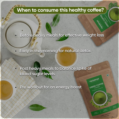 Herbal Max Green Coffee Powder, 3 × 100 gm – Organic Natural Green Coffee for Weight Management, Metabolism, Digestion & Energy Support | Daily Wellness Supplement