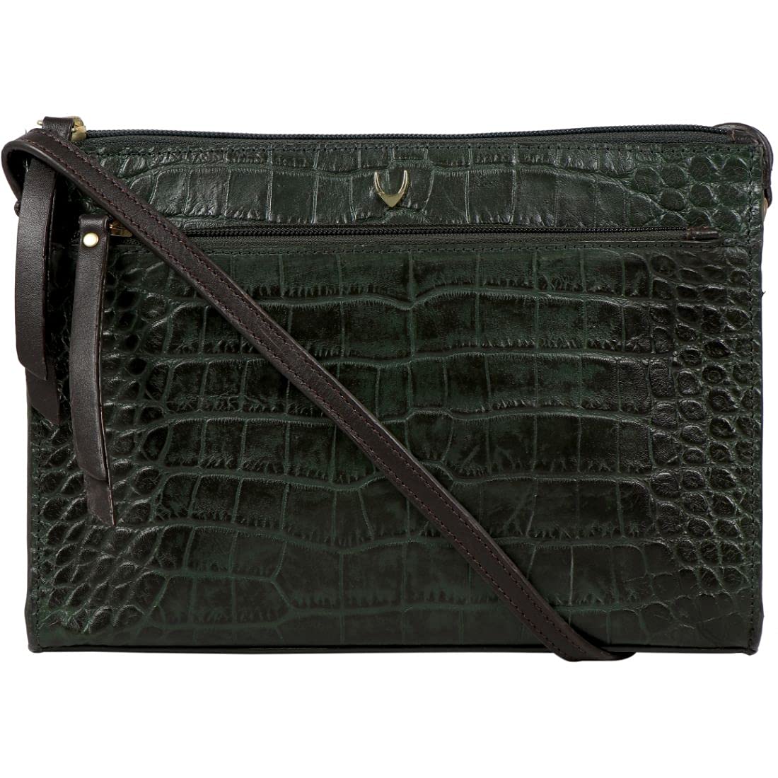 Hidesign Leather Sling Bag- Emerald Brown