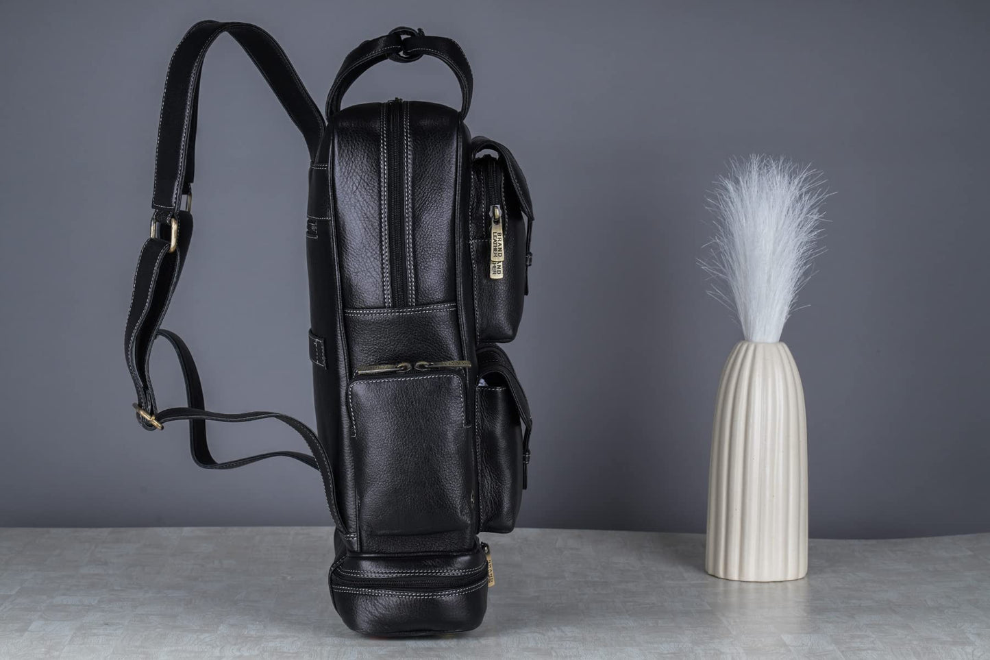 BRAND LEATHER 16 Inch Genuine Leather Large Capacity Laptop Backpack Mu- image 6