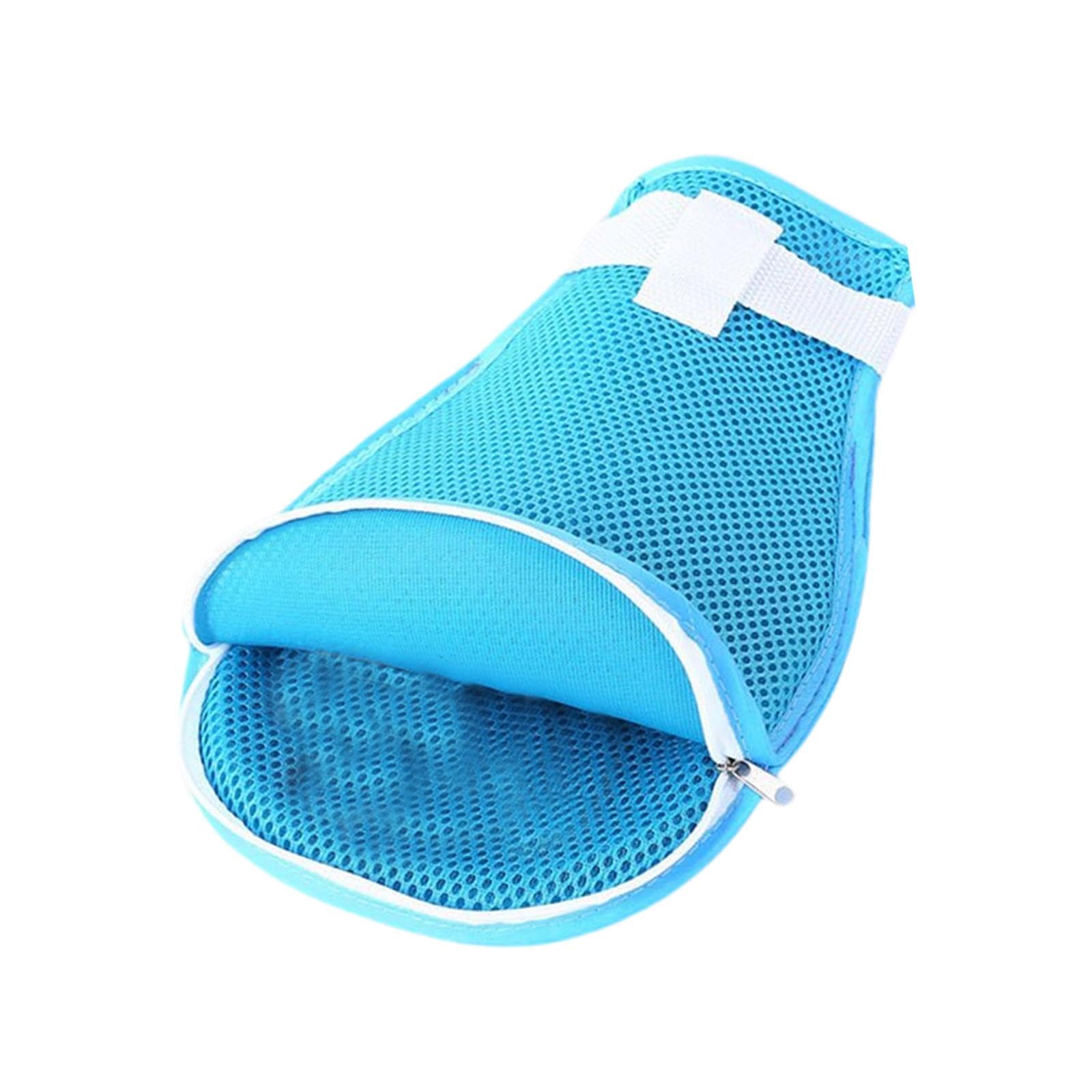 CALANDIS™ Hand Restraint Glove Mesh Cloth Elderly Portable Multifunction Security Mitt Light Blue with Zip