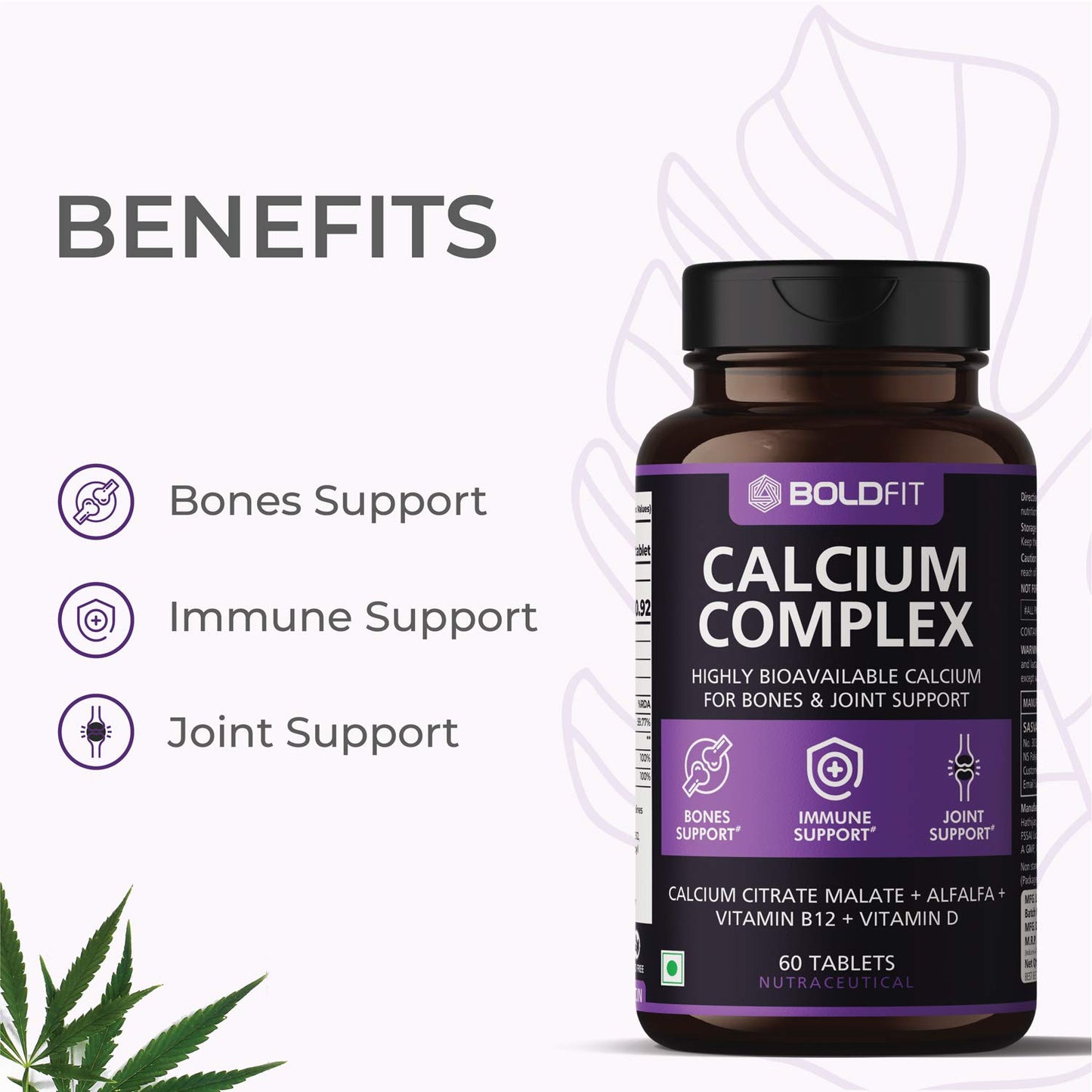Boldfit Multivitamin For Men & Women (120 Veg Tablets) & Calcium Complex Supplement 1000mg (60 Vegetarian Tablets)