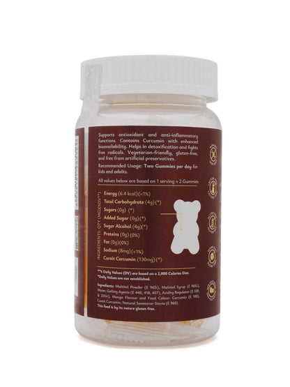 SACRED LEAVES Active Curcumin Gummy Anti-inflammatory & Antioxidant Immunity Booster| Joint & Muscle Help for Kids, Adults | Vitamins, Minerals & Supplements | Gluten-Free | Mango Flavour | 30 Gummies
