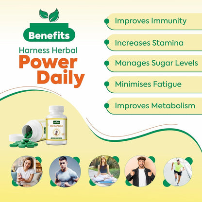 Jeena Sikho DM Capsules For Diabic Care | Herbal Capsules For Sugar | No Added Sugar or Harsh Additives | Contains Karela, Jamun, Paneer Phool | Improves Digestion And Wellbeing, 60 Capsules
