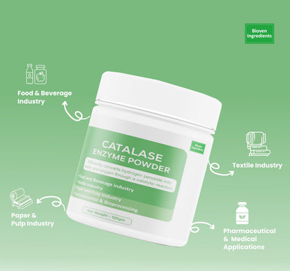 Bioven Ingredients Catalase Enzyme Powder, Non-GMO, Dietary Supplements/Food and Beverages, Broad pH Range of Activity, Excellent Thermostability, Hydrolyse Hydrogen, No Filters/Binder