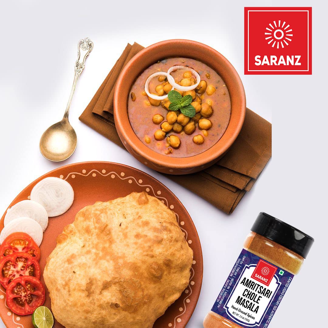 SARANZ Amritsari Chole Masala | Authentic Punjabi Chole Masala | Freshly Ground Spices for Restaurant-Style Chole & Chole Bhature | Rich Gravy Masala Blend – 100g Bottle