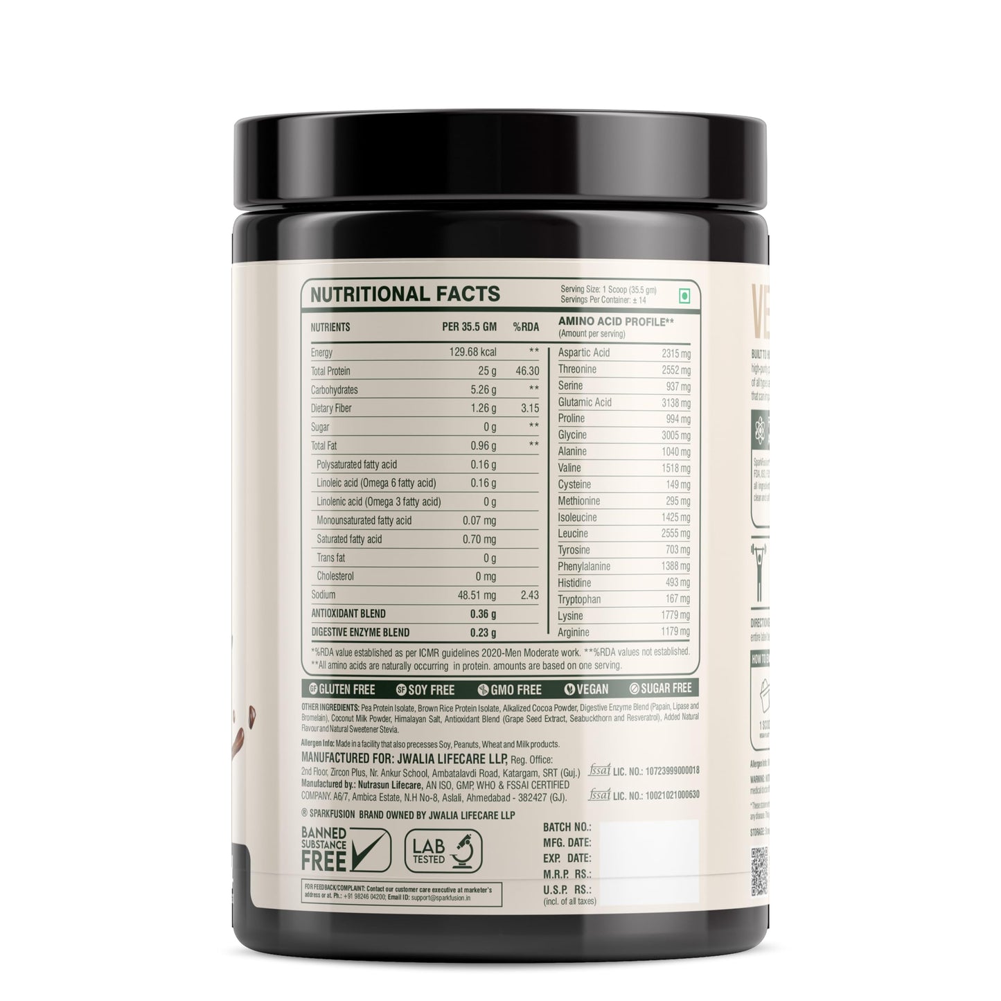 Sparkfusion Vegan Plant Protein Powder|Organic Isolated Pea & Brown Ric- image 4