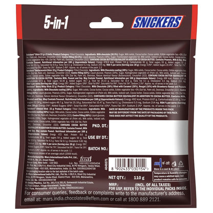 Snickers Variety Pack | Assorted Bars | Peanut, Almond, Butterscotch & Berry Whip | Pack of 3 | 110g