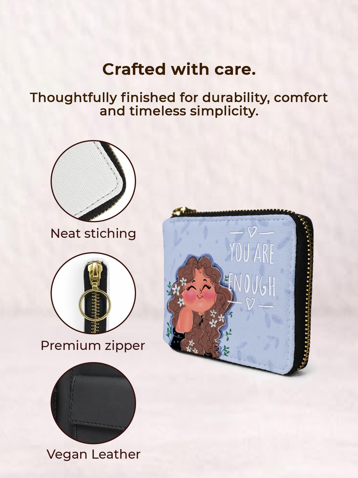 Kalankit Women's Small Zip Wallet | Bi-Fold Purse with Card Slots, Cash & Coin Pocket | Compact Wallet for Women & Girls | Stylish Daily Use Purse | Gift for Sister & Friends