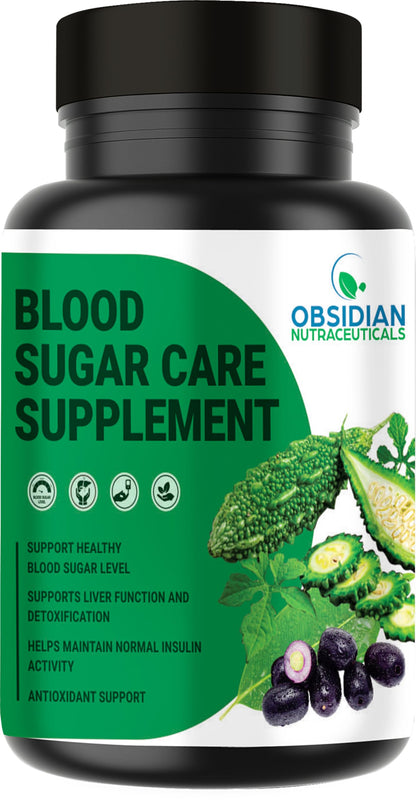 OBSIDIAN NUTRACEUTICALS Blood Sugar Care Supplement Capsules with Karela, Jamun, Methi & Neem Extract | Support Healthy Blood Sugar Levels, Supports Liver Function & Detoxification | 60 Vegetarian Capsules