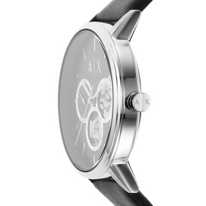 Armani Exchange Leather Analog Black Dial Men Watch-Ax2745, Black Band