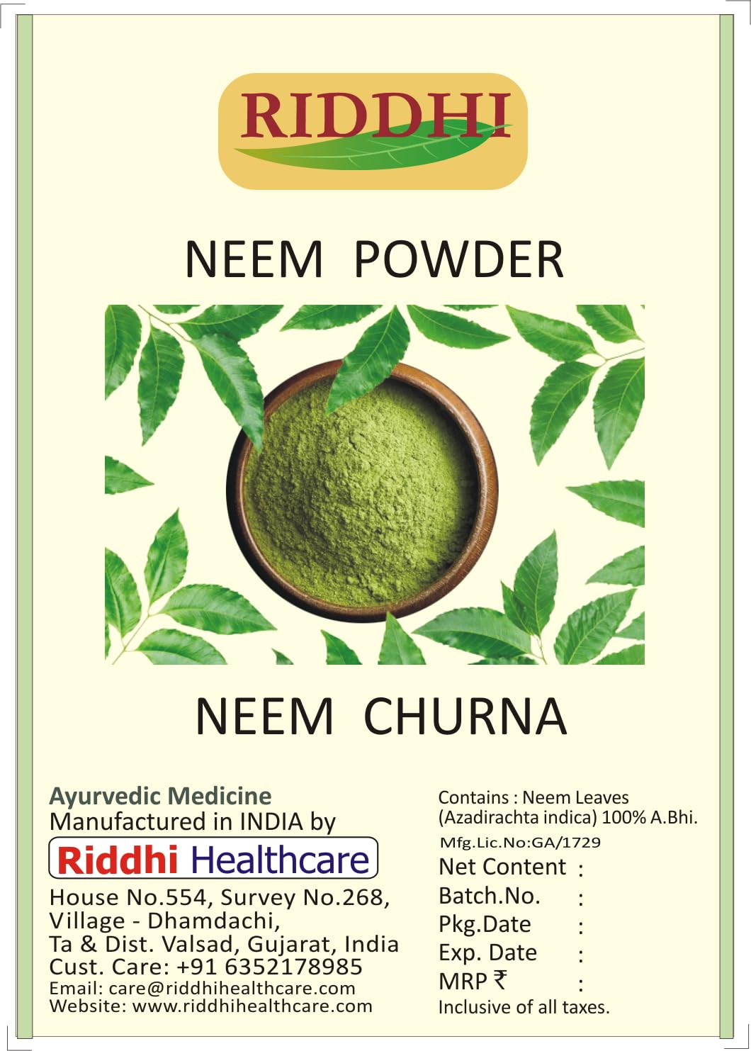 Riddhi Healthcare Neem Leaves Powder, Sun Dried and Stemless, for Face, Skin, Hair Care and Eating, 200g