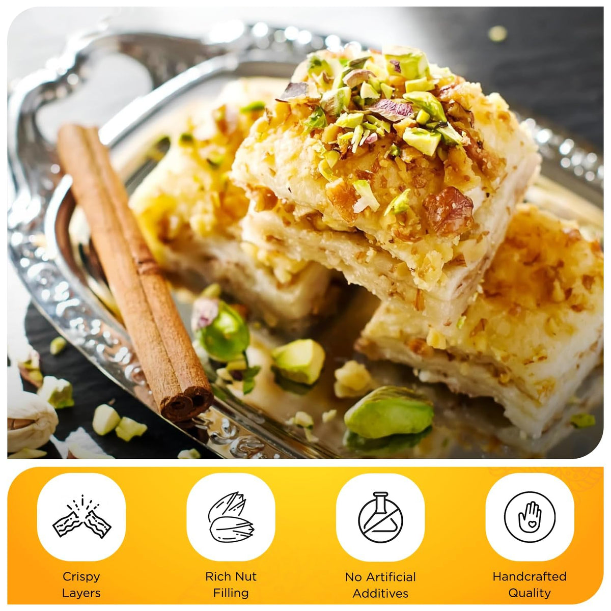 ASHA SWEET CENTER Baklava Assorted Sweets (Pack Of 1 X 430 Grams)| Premium Sweet Perfect for Gifting to Friends & Family| Turkish Delight Made With Fresh Ingredients