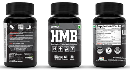 NutriJa HMB 1000MG Capsules (Beta-Hydroxy Beta-Methylbutyrate) - Pure HMB | Prevents Muscle Breakdown, Faster Recovery, Strength (60 Capsules)