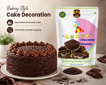 Leeve Chocolate Strands Vermicelli 400g | Chocolate Sprinkles for Cake Decoration | Ice Cream Topping | Dessert Garnish | Bakery Style Decorating Ingredient