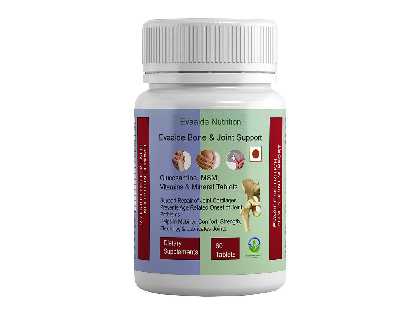 EVAAIDE Joint Support Supplement, with Glucosamine, MSM, Vitamin & Minerals, For Joint Strength, Mobility, and Flexibility, 60 Tablets