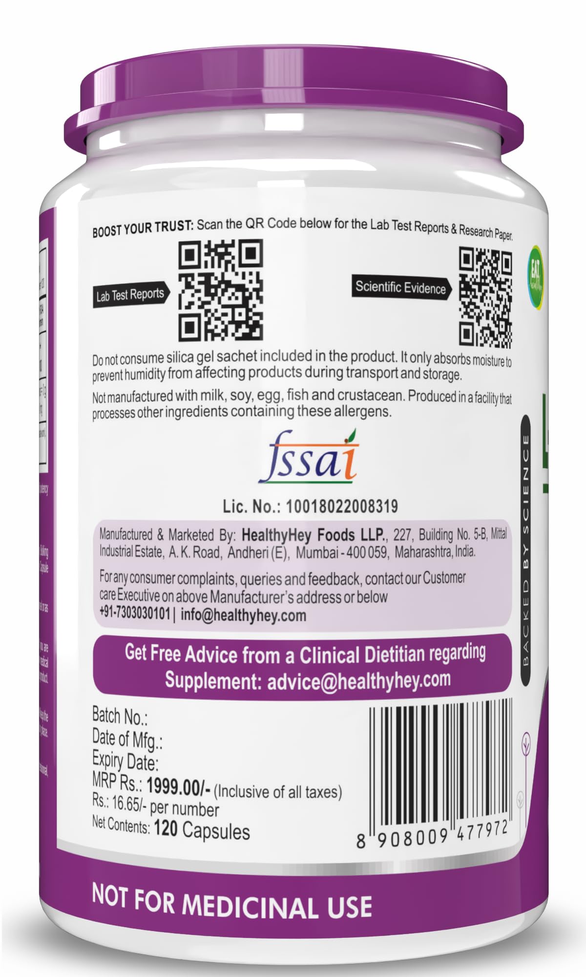 HealthyHey Nutrition L-Theanine -Pack of 120 Vegetarian Capsules- image 3