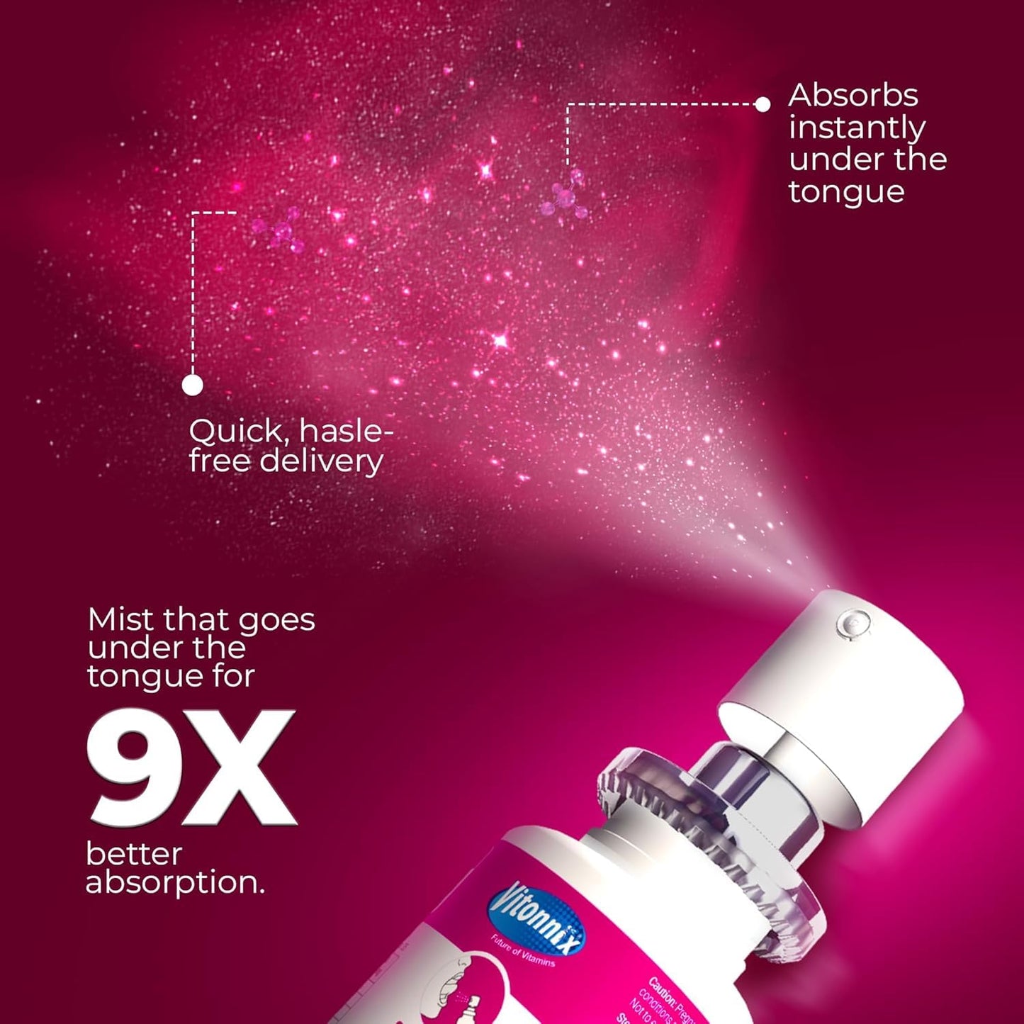 Vitonnix Biotin Sublingual Oral Spray Supplement | Under the Tongue | 9x Better Absorption | Supports Hair Growth, Strong Nails & Glowing Skin | Daily Beauty & Wellness Formula | 20ml