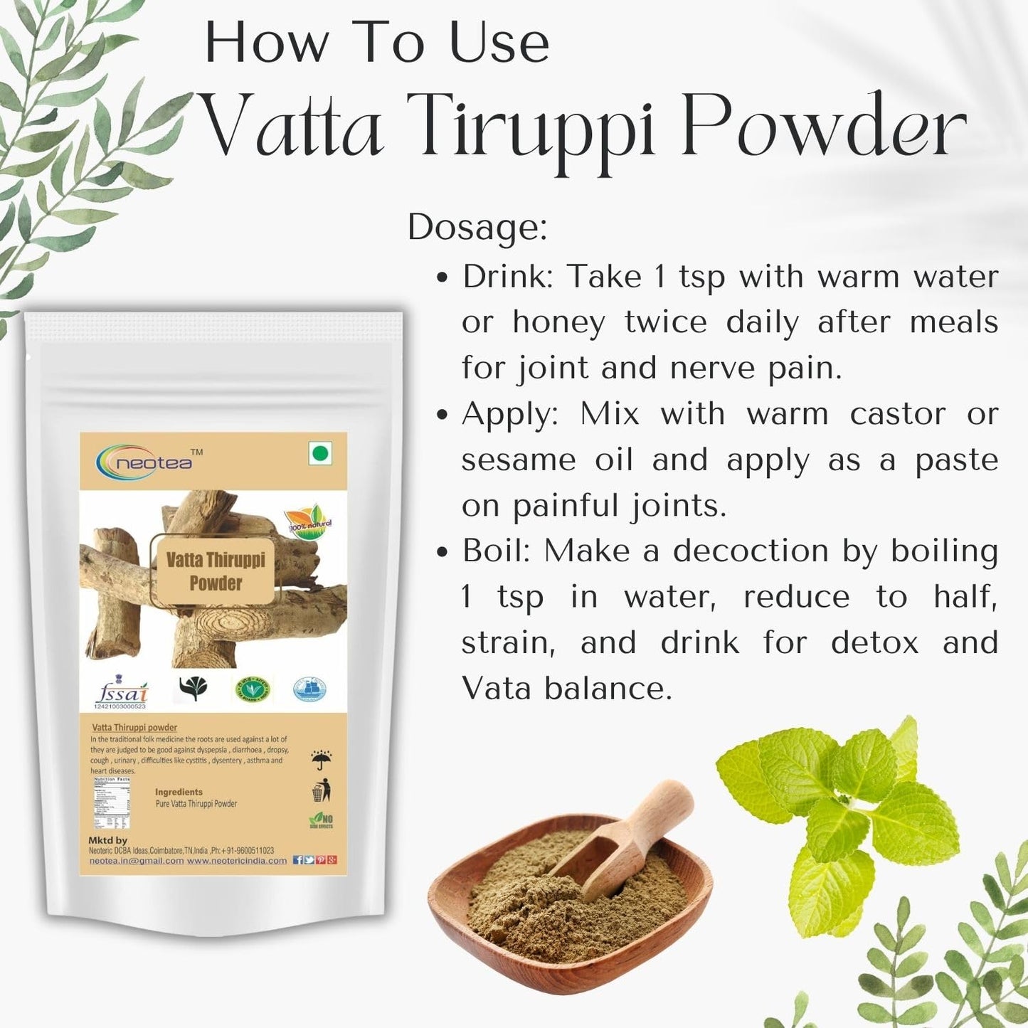 Neotea Vatta Tiruppi Powder | Abuta (Cissampelos Pareira) | Menispermac- image 8