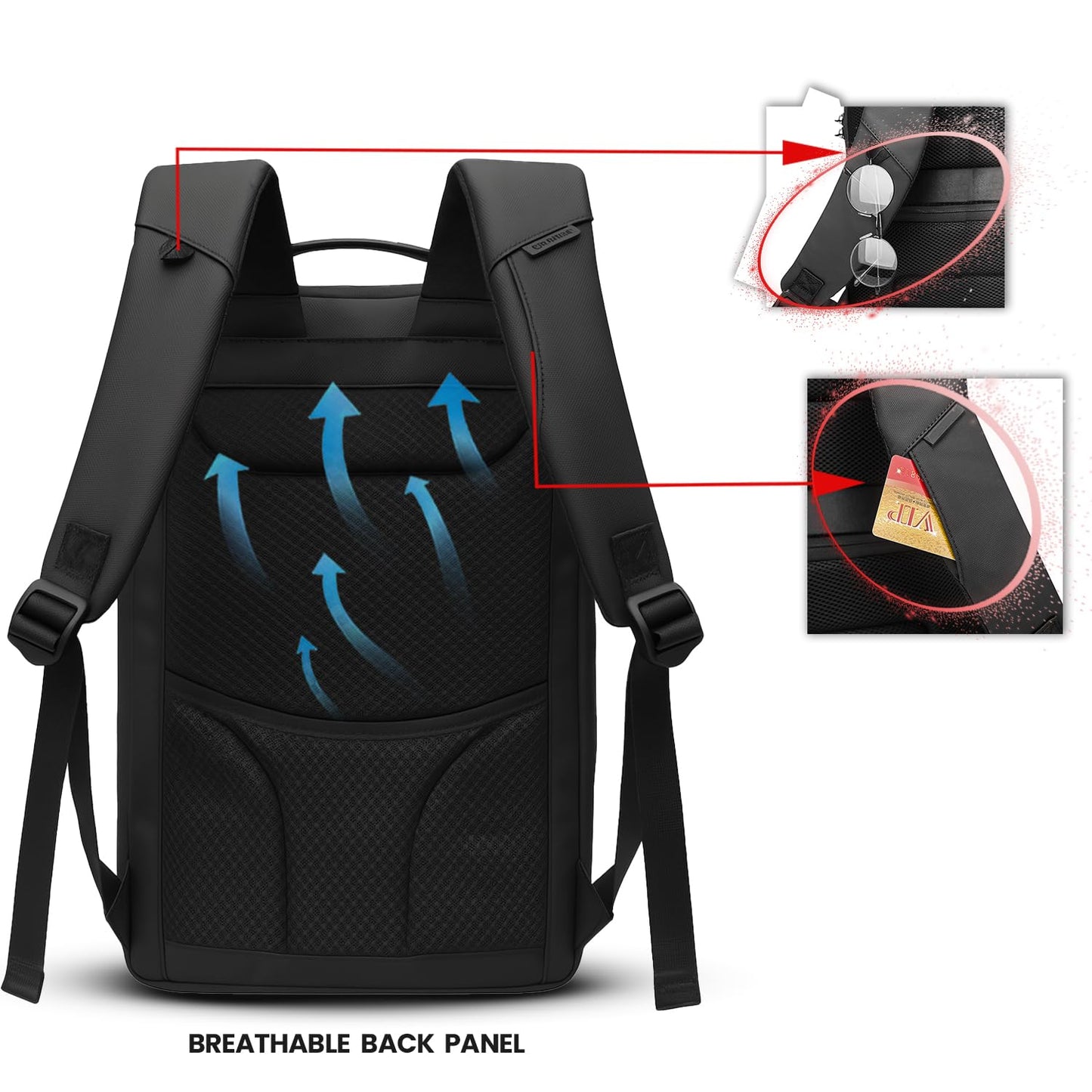 REDHORNS Velocity 15.6” Unisex Laptop Bag Anti-Theft, Water-Resistant 27L with USB Charging and 3 digit lock for College, Travel, School Backpack Men & Women