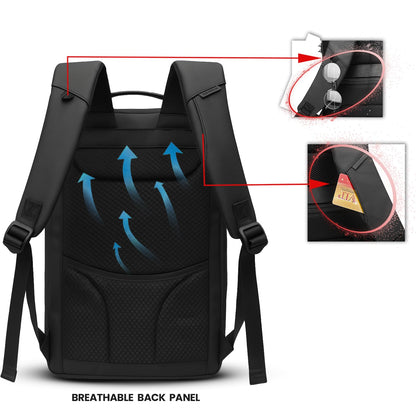 REDHORNS Velocity 15.6” Unisex Laptop Bag Anti-Theft, Water-Resistant 27L with USB Charging and 3 digit lock for College, Travel, School Backpack Men & Women