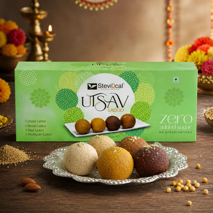 Stevi0cal Utsav Ladoos | 12 Ladoos, 360g | Sweetened with Stevia