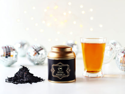OH CHA - Irish Rum Tea | Non Alcoholic Rum Flavored Pure Darjeeling Black Tea with Safflower and coffee | 100% Whole Leaf | An easy cheers on weekdays | 35g Tin Caddy