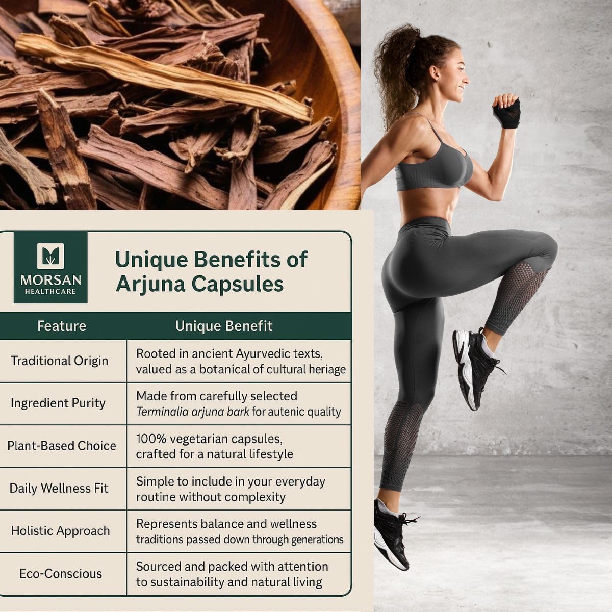 Morsan's Arjuna (Terminalia arjuna) Capsules, Pack of 2 x 60 x 500 mg. Veg. Capsules (2)