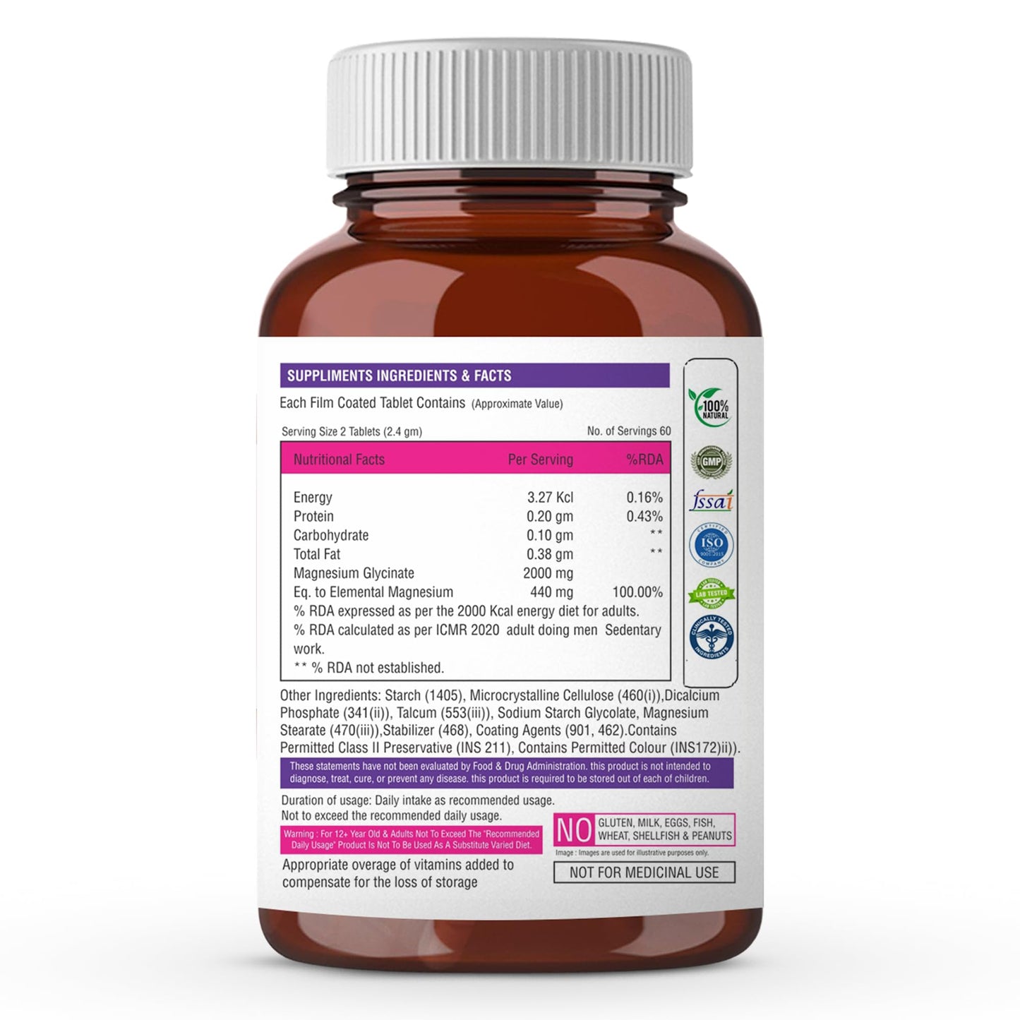 The Body Reserve Magnesium Glycinate Supplement | 2000mg Per Serving High-Absorption Chelated Form | Magnesium Supplement for Muscle & Nerve Relaxation | Sleeping Tablets for Deep Sleep | For Men & Women | 120 Veg Tablets