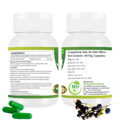 MORSAN HEALTHCARE | Jambu Beej Capsules 500mg – 60 Count | Vegetarian | Plant-Based | Herbal Supplement | No Artificial Additives | Gluten-Free | Organic (pack of 2)