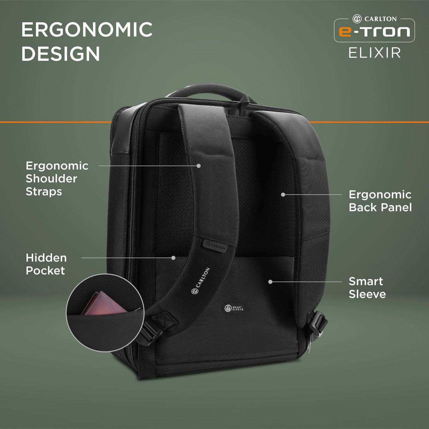 CARLTON Esporta Business Backpack with 15' Laptop Compartment-11L | Premium Anti-Theft/Water Resistant Backpack with added Ergonomic Comfort & Smart Organiser (Jet Black)
