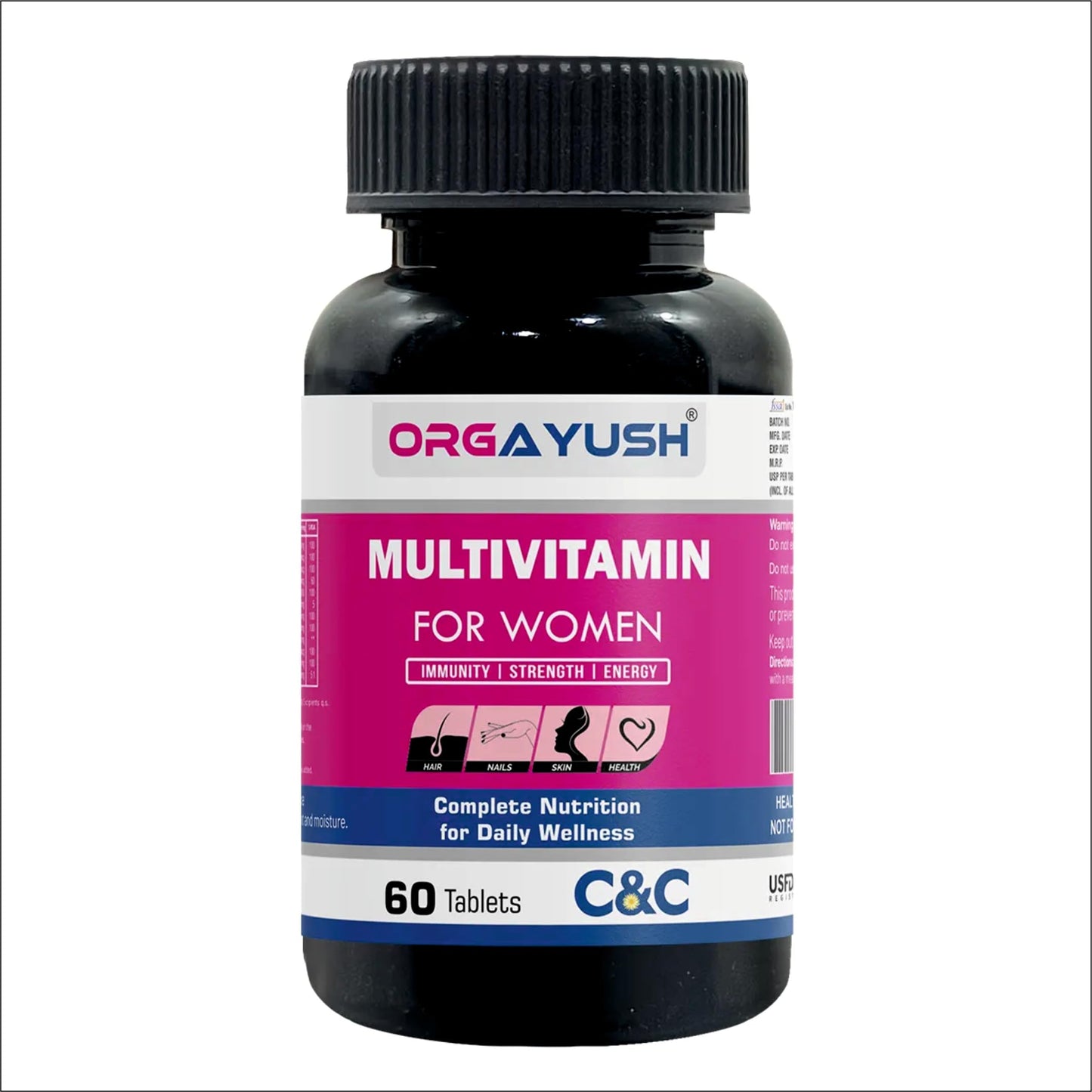 Women’s Multivitamin Tablets– Daily Energy & Immunity Support with Vitamins A, B, C, D, E & Biotin, No Added Sugar, Mixed Berry Flavor, Vegetarian Wellness Supplement (Pack of 1, Medium)