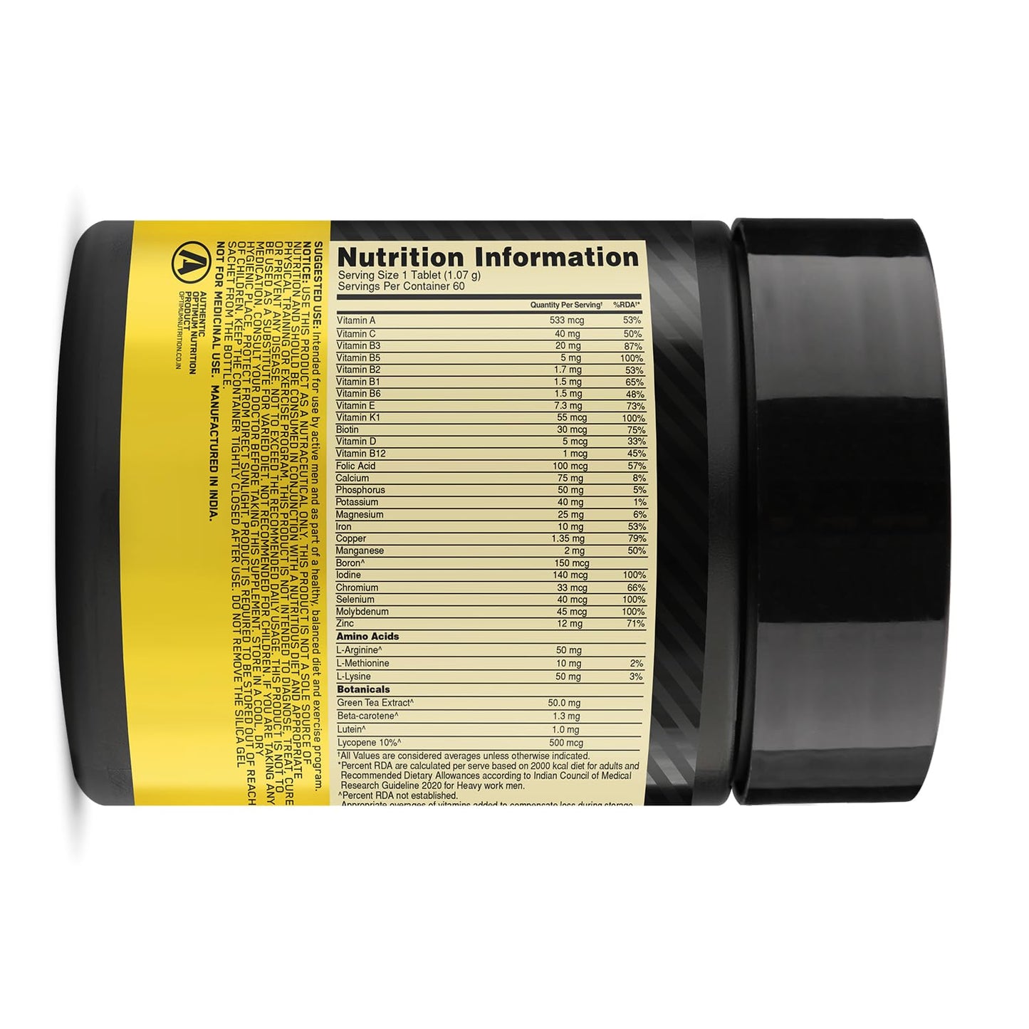 Optimum Nutrition (ON) Multivitamin for MEN– 60 Tablets, 26 Vitamins &- image 2