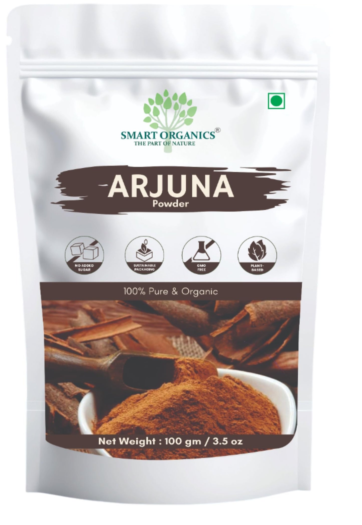 Smart Organics Arjuna Powder – 100% Pure & Natural Arjuna Bark Powder | Supports Heart Health & Wellness | 100g (7oz) | Vegan & Non-GMO