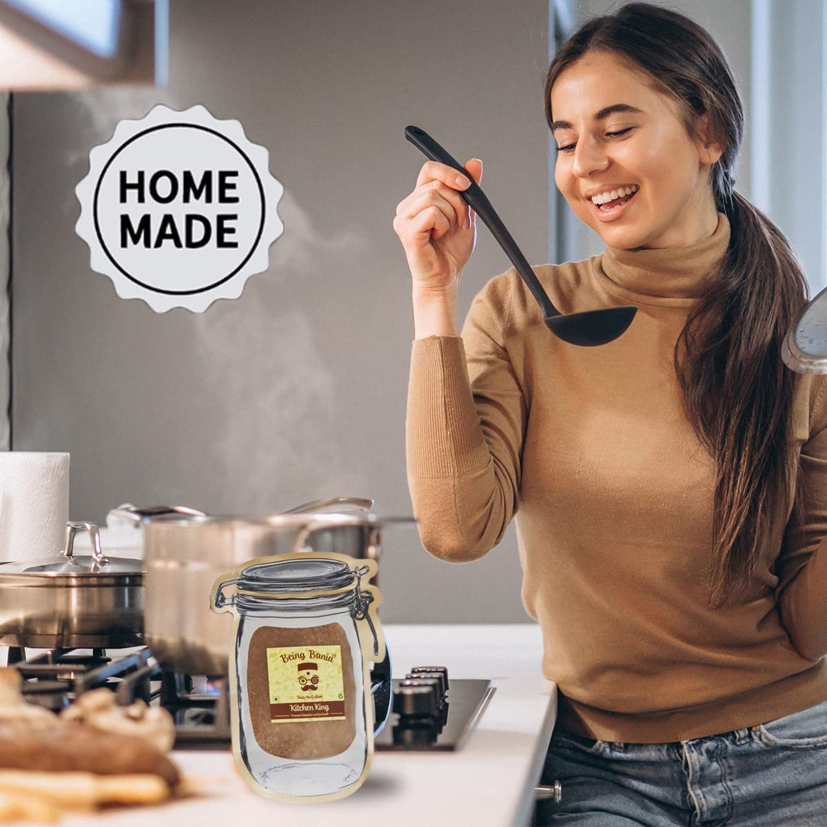 Being Bania Kitchen King Masala Pouch, 100 Gms | 100% Natural |natural Jain Masala No garlic or onion | | No Added Flavors or Preservative | For Healthy Routine | Promote Digestion & Gut Health | Exotic Indian Spices | Indian Masala