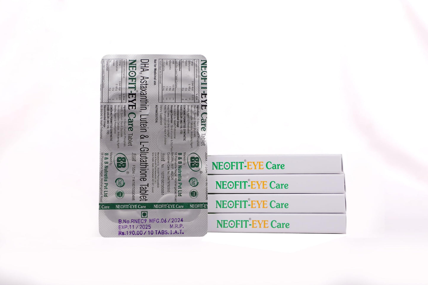NEOFIT Eye Care Tablets with DHA, Astaxanthin, Lutein & L-Glutathione | Nutritional Supplement Tablets | Strip of 10 Tablets
