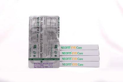 NEOFIT Eye Care Tablets with DHA, Astaxanthin, Lutein & L-Glutathione | Nutritional Supplement Tablets | Strip of 10 Tablets