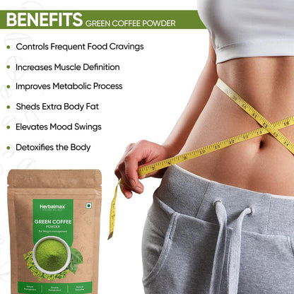 Herbal Max Green Coffee Powder, 3 × 100 gm – Organic Natural Green Coffee for Weight Management, Metabolism, Digestion & Energy Support | Daily Wellness Supplement