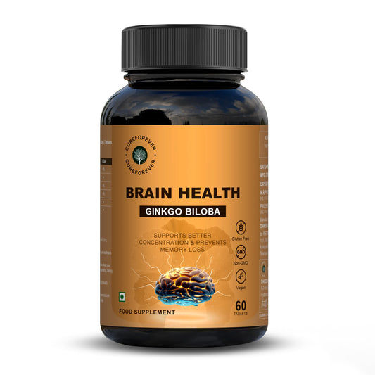 CUREFOREVER Ginkgo Biloba 240mg Tablets | Brain Health & Memory Support Supplement | Helps Improve Focus, Mental Clarity & Concentration | Herbal Cognitive Support | 60 Tablets - 30 Days Supply