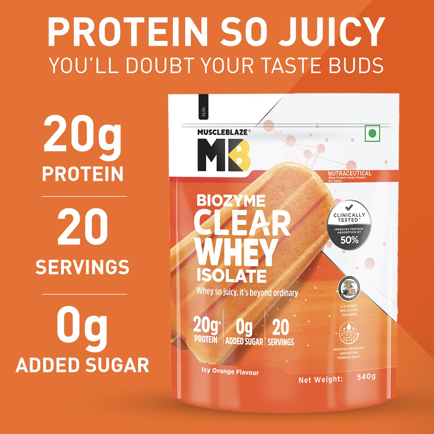 MuscleBlaze Biozyme Clear Whey Protein Isolate | 20g Protein, 92 Calori- image 6