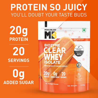 MuscleBlaze Biozyme Clear Whey Protein Isolate | 20g Protein, 92 Calori- image 6